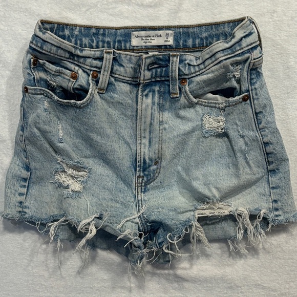 Abercrombie & Fitch Pants - Abercrombie & Fitch Distressed Denim Shorts - Mom Short High Rise Curve Love